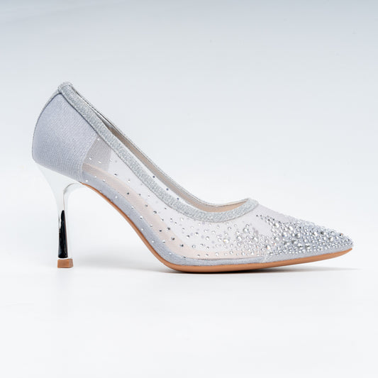 Crystal Whisper - Silver Party Heels