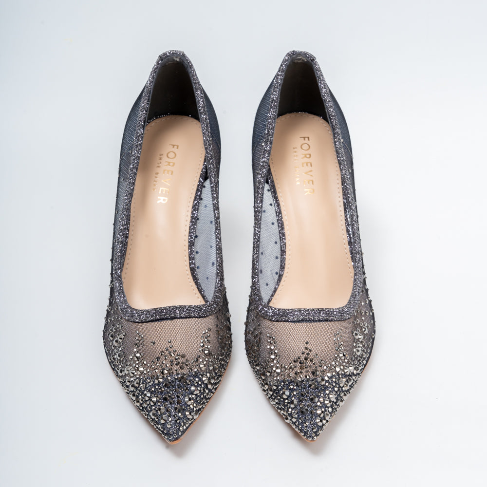 Crystal Whisper - Gun Metal Party Heels - view 4