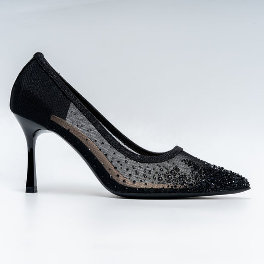 Crystal Whisper - Black Party Heels