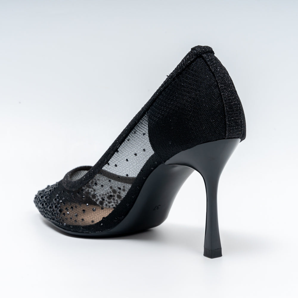 Crystal Whisper - Black Party Heels - view 6