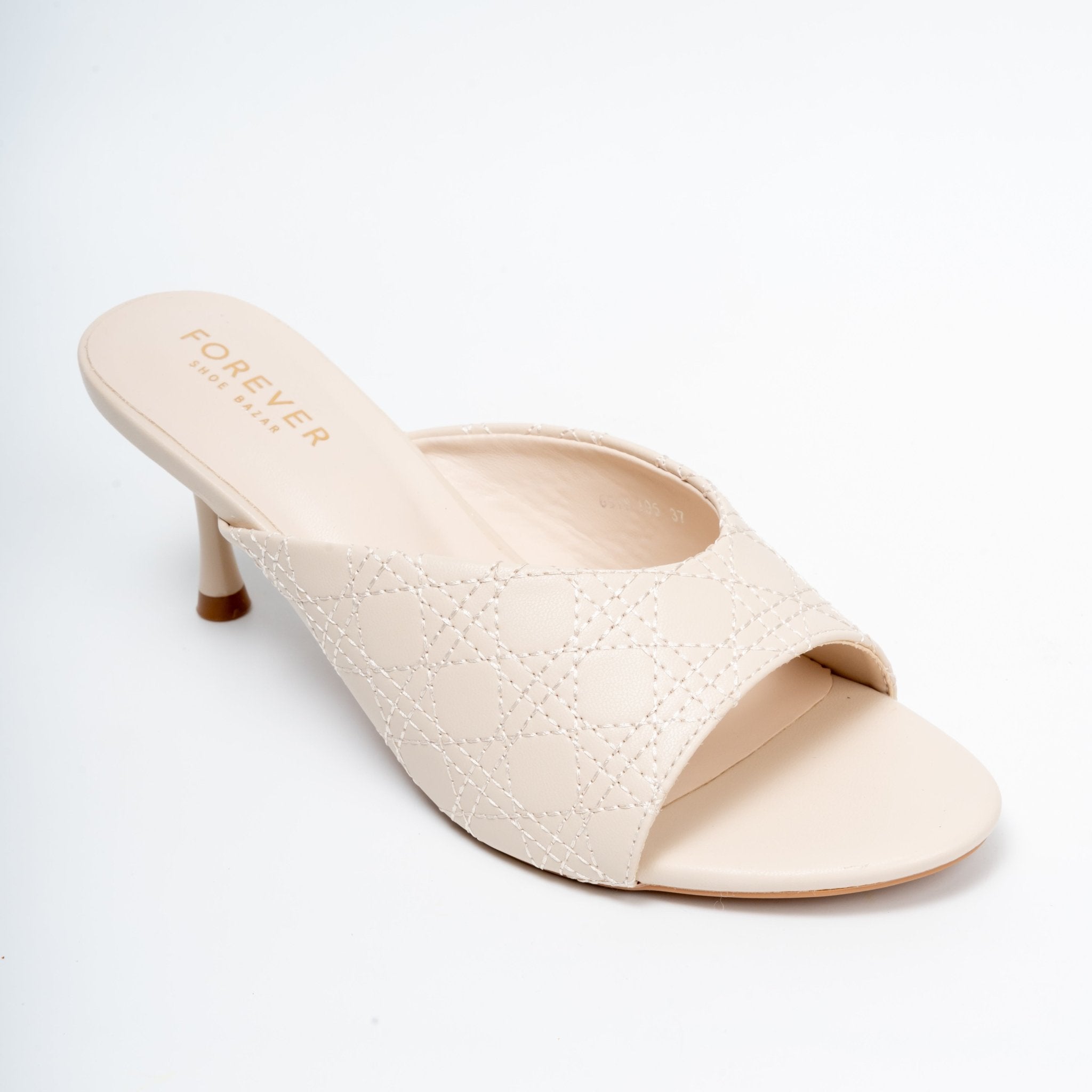 Elowra Stitch Detail Mule Heels - Off White - view 2