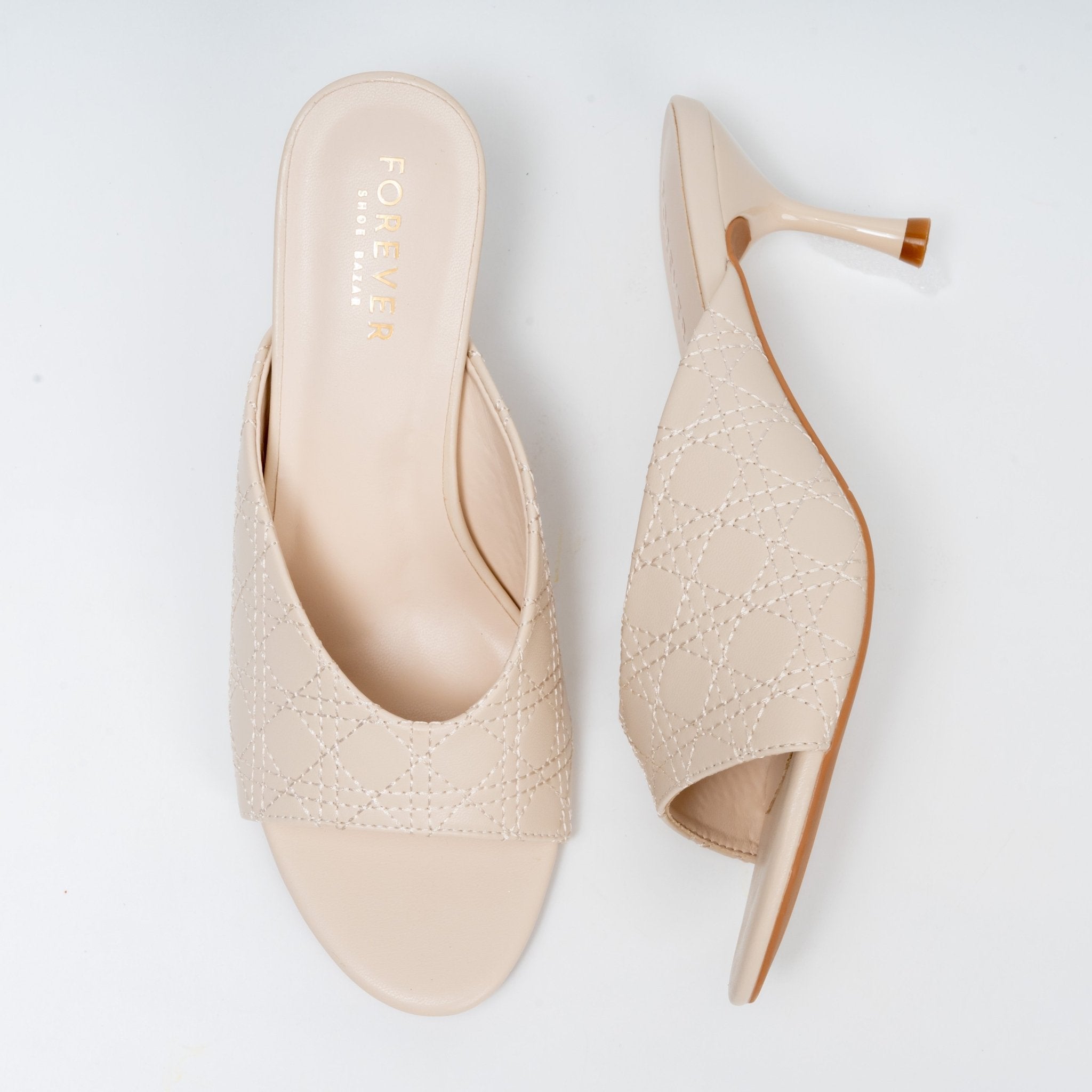 Elowra Stitch Detail Mule Heels - Off White - view 4