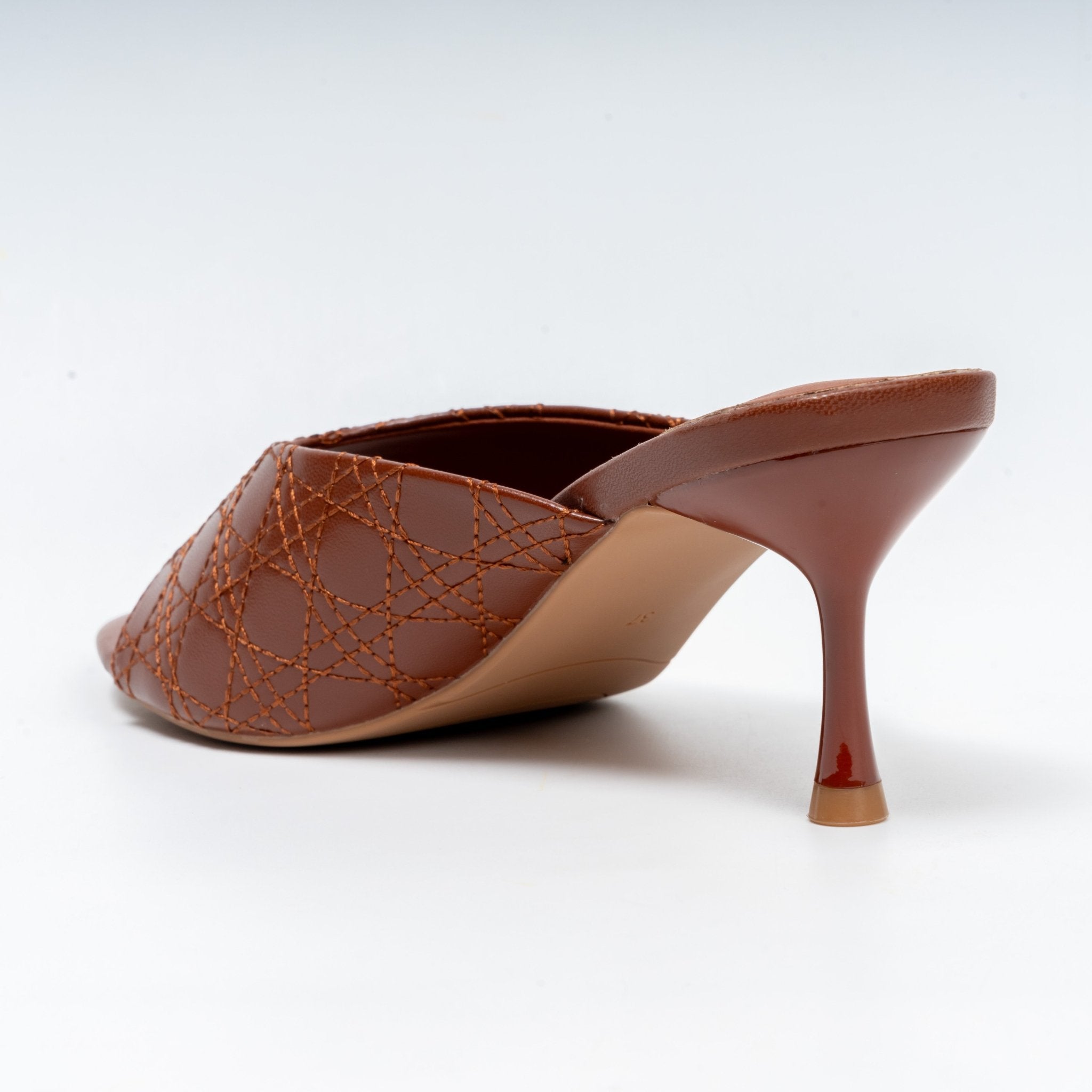 Elowra Stitch Detail Mule Heels - Coffee - view 3
