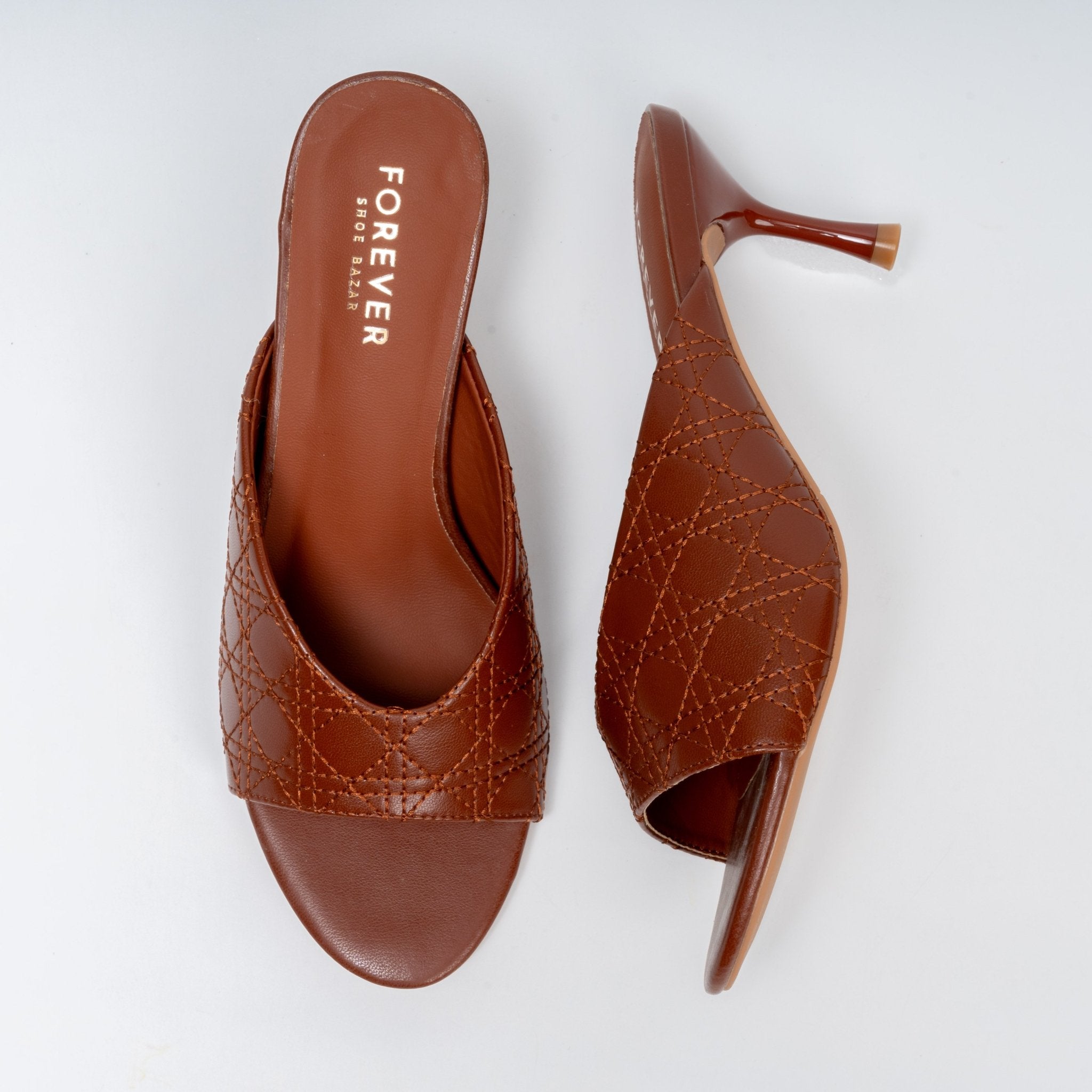 Elowra Stitch Detail Mule Heels - Coffee - view 4