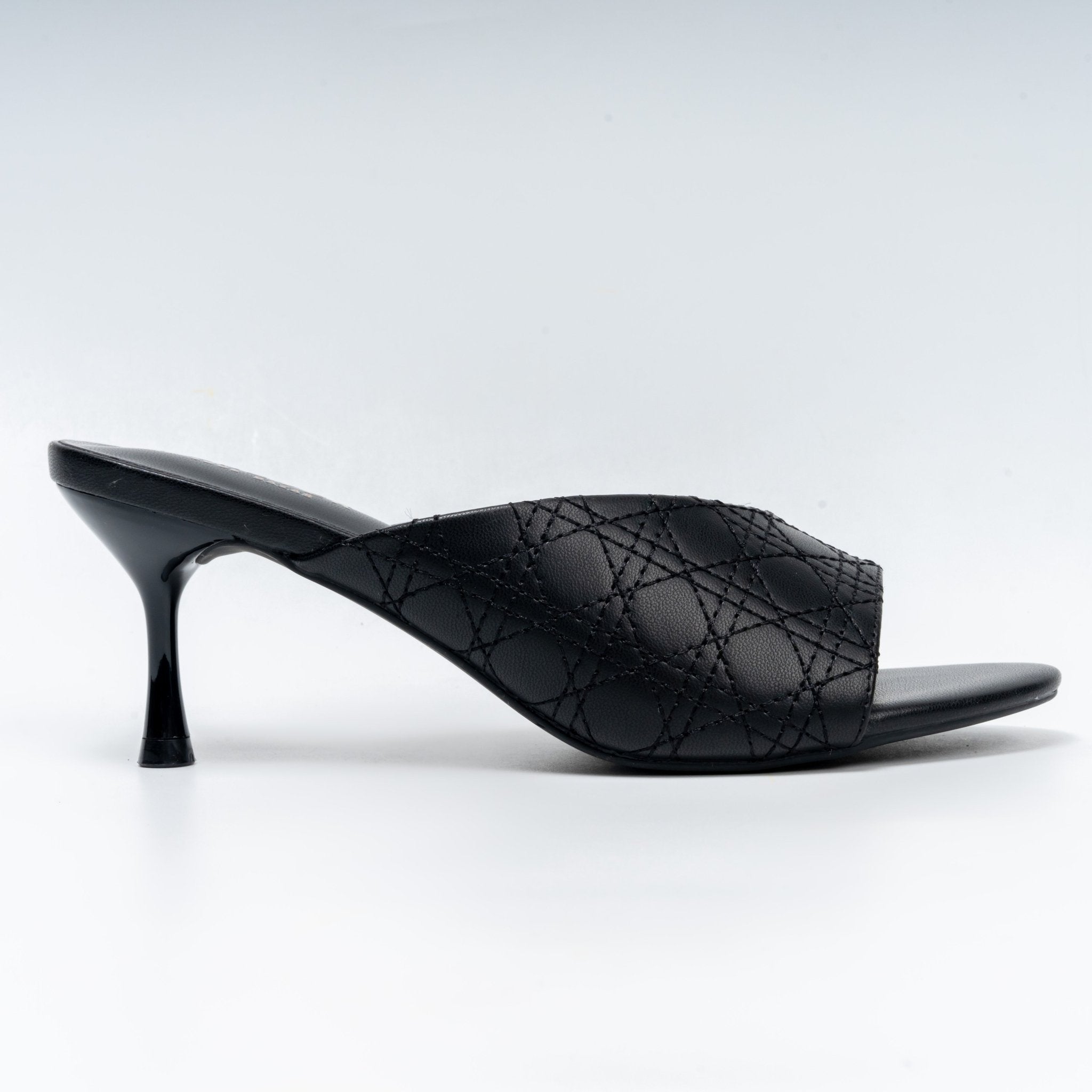 Elowra Stitch Detail Mule Heels - Black