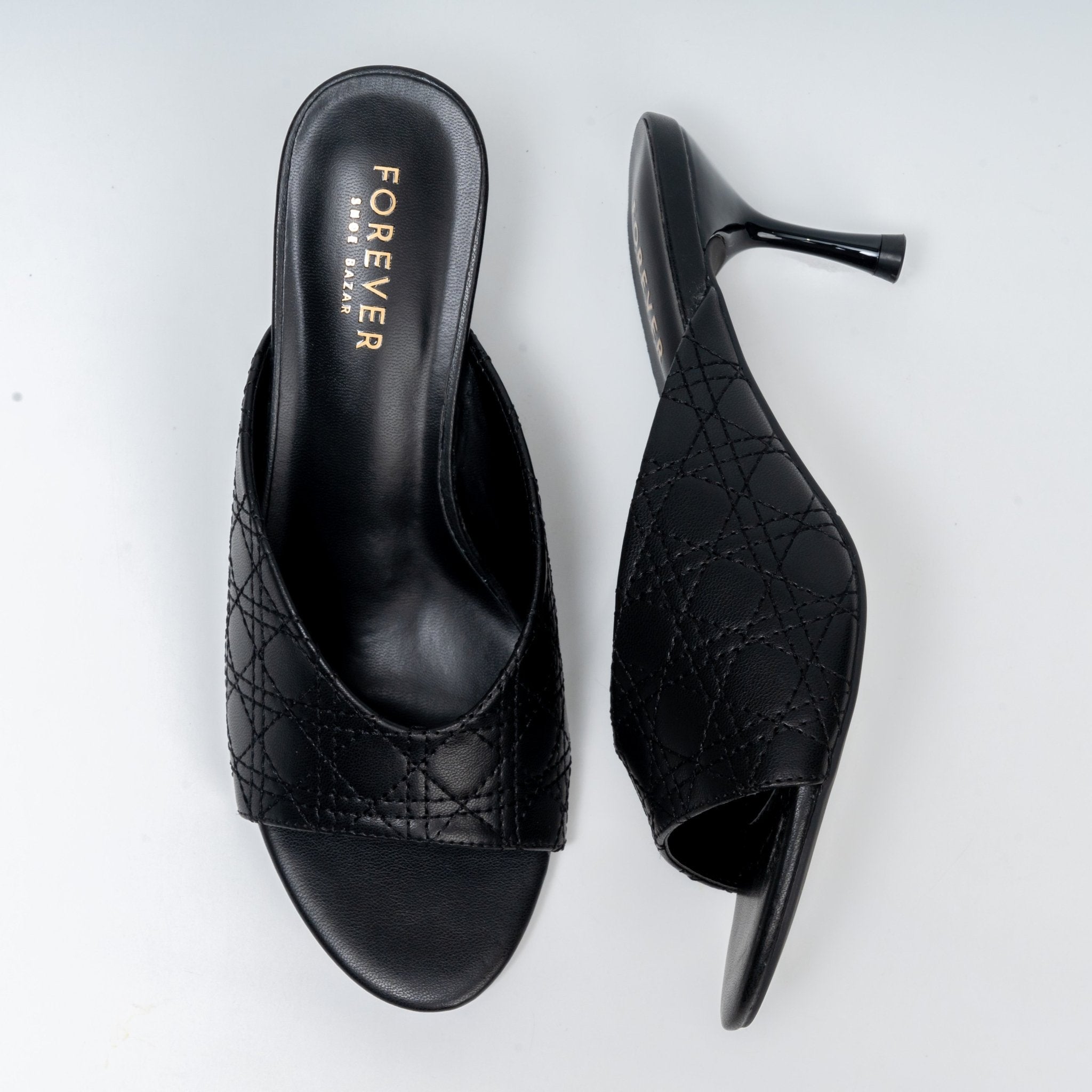 Elowra Stitch Detail Mule Heels - Black - view 4