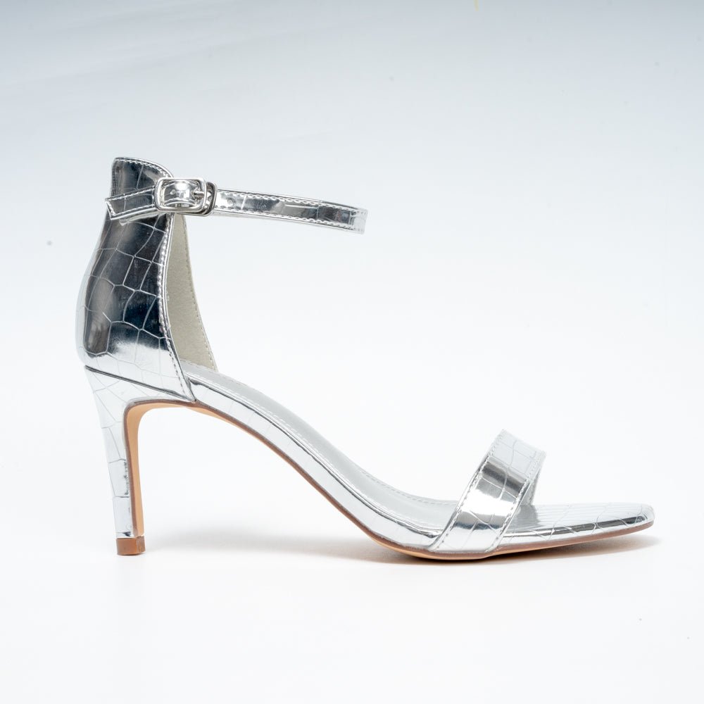 Shine On - Silver Pencil Heel Sandal . - view 2