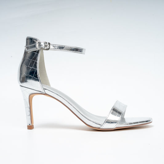 Shine On - Silver Pencil Heel Sandal .