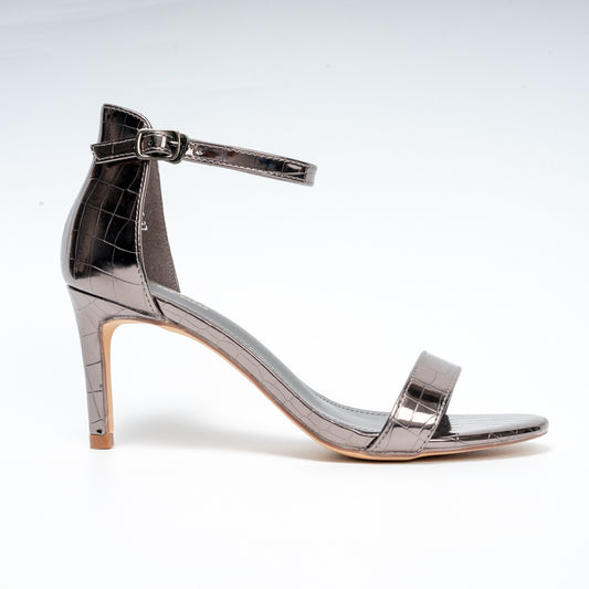 Shine On - Gun Metal Pencil Heel Sandal .