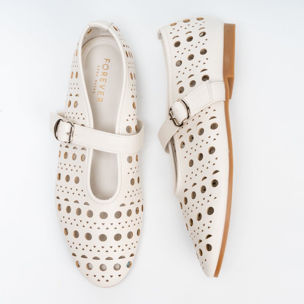 The Breeze - White Flat Ballerinas - view 5