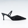 Beaded Blossom - Black Slingback
