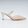 Beaded Blossom - Beige Slingback