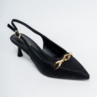 Aveline Chain Detail Slingback Kitten Heels - Black - view 2