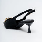 Aveline Chain Detail Slingback Kitten Heels - Black - view 3