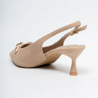Aveline Chain Detail Slingback Kitten Heels - Beige - view 3