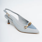 Aveline Chain Detail Slingback Kitten Heels - Blue - view 2