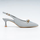 Aveline Chain Detail Slingback Kitten Heels - Blue