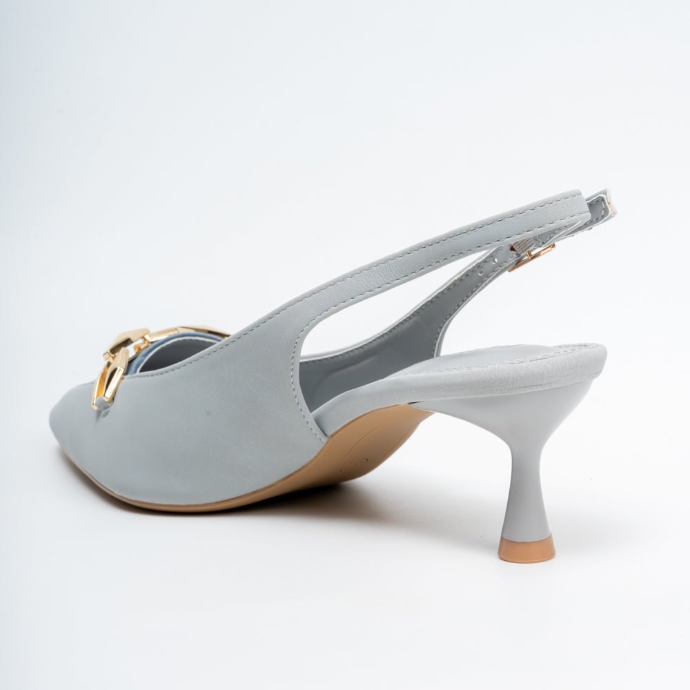 Aveline Chain Detail Slingback Kitten Heels - Blue - view 3