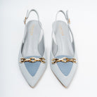 Aveline Chain Detail Slingback Kitten Heels - Blue - view 4
