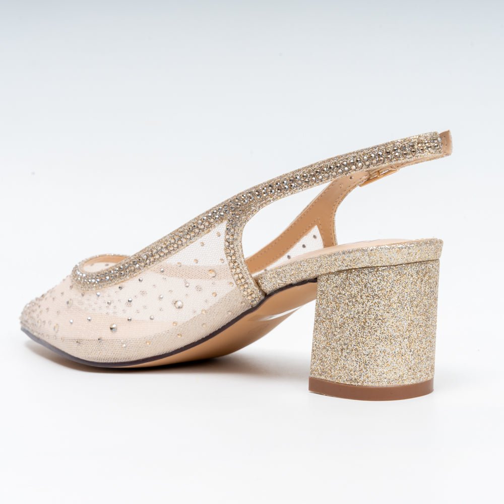 Zivara Embellished Slingback Heels - Gold - view 3