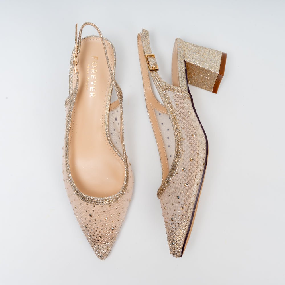 Zivara Embellished Slingback Heels - Gold - view 5
