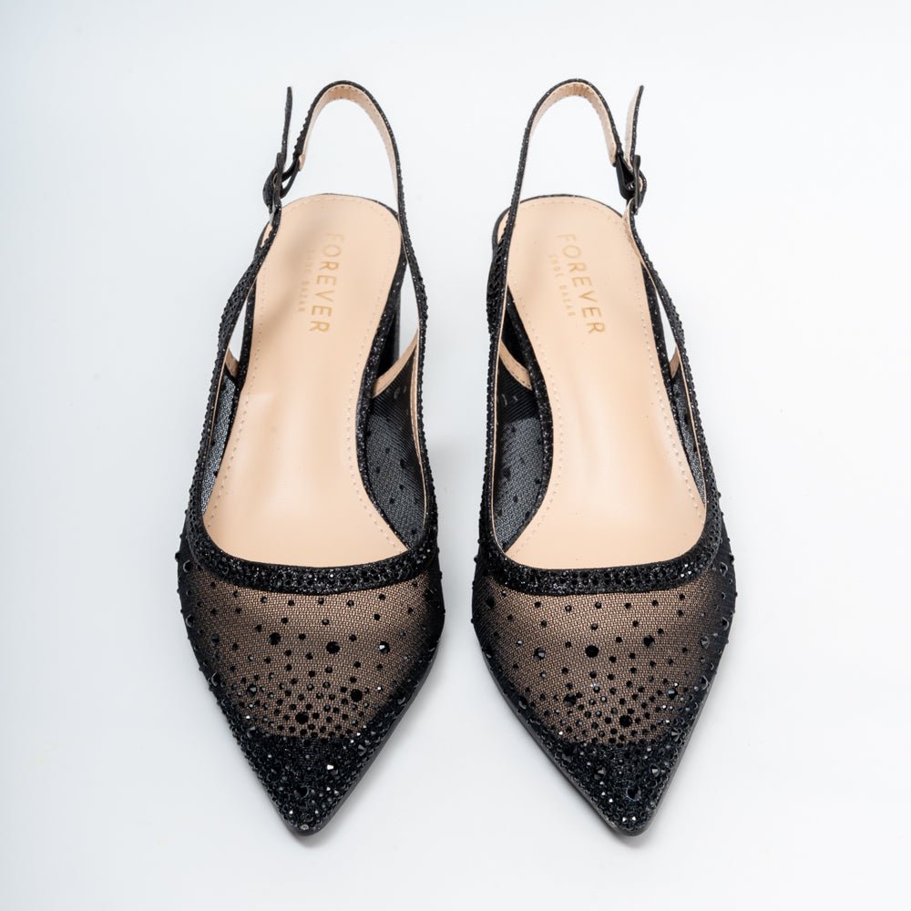 Zivara Embellished Slingback Heels - Black - view 4