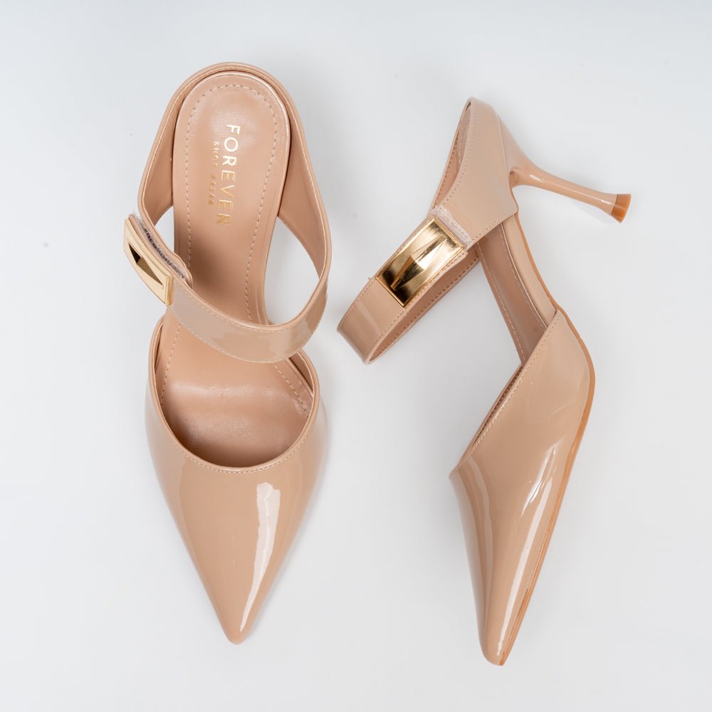 Boss Lady Pointed Toe Strap Heels - Beige - view 5