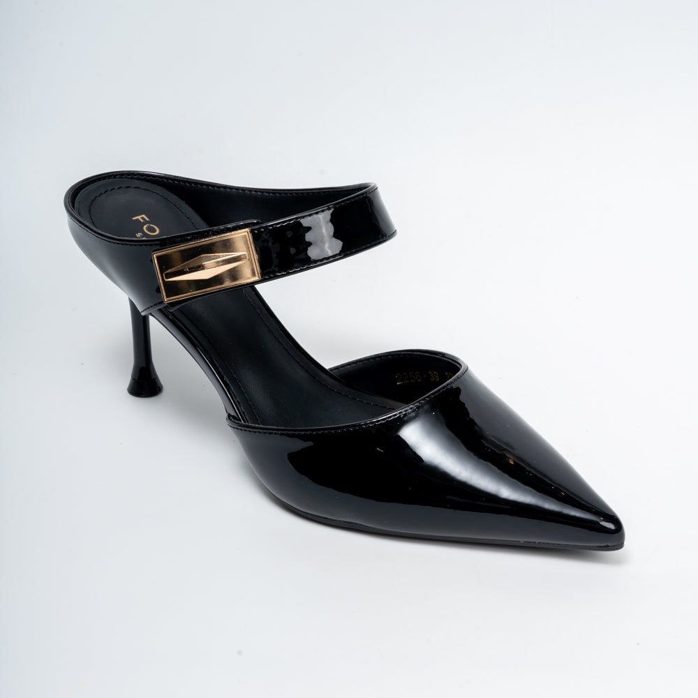 Boss Lady Pointed Toe Strap Heels - Black - view 2