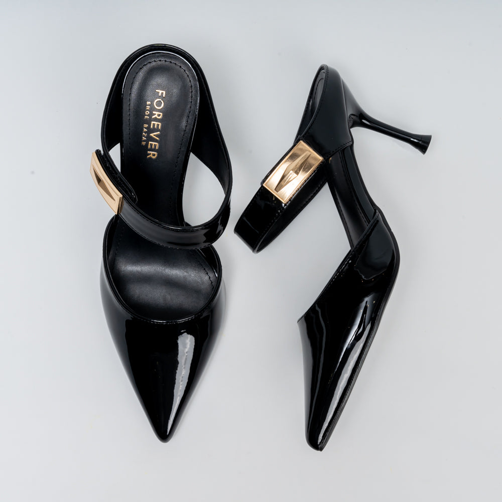 Boss Lady Pointed Toe Strap Heels - Black - view 5