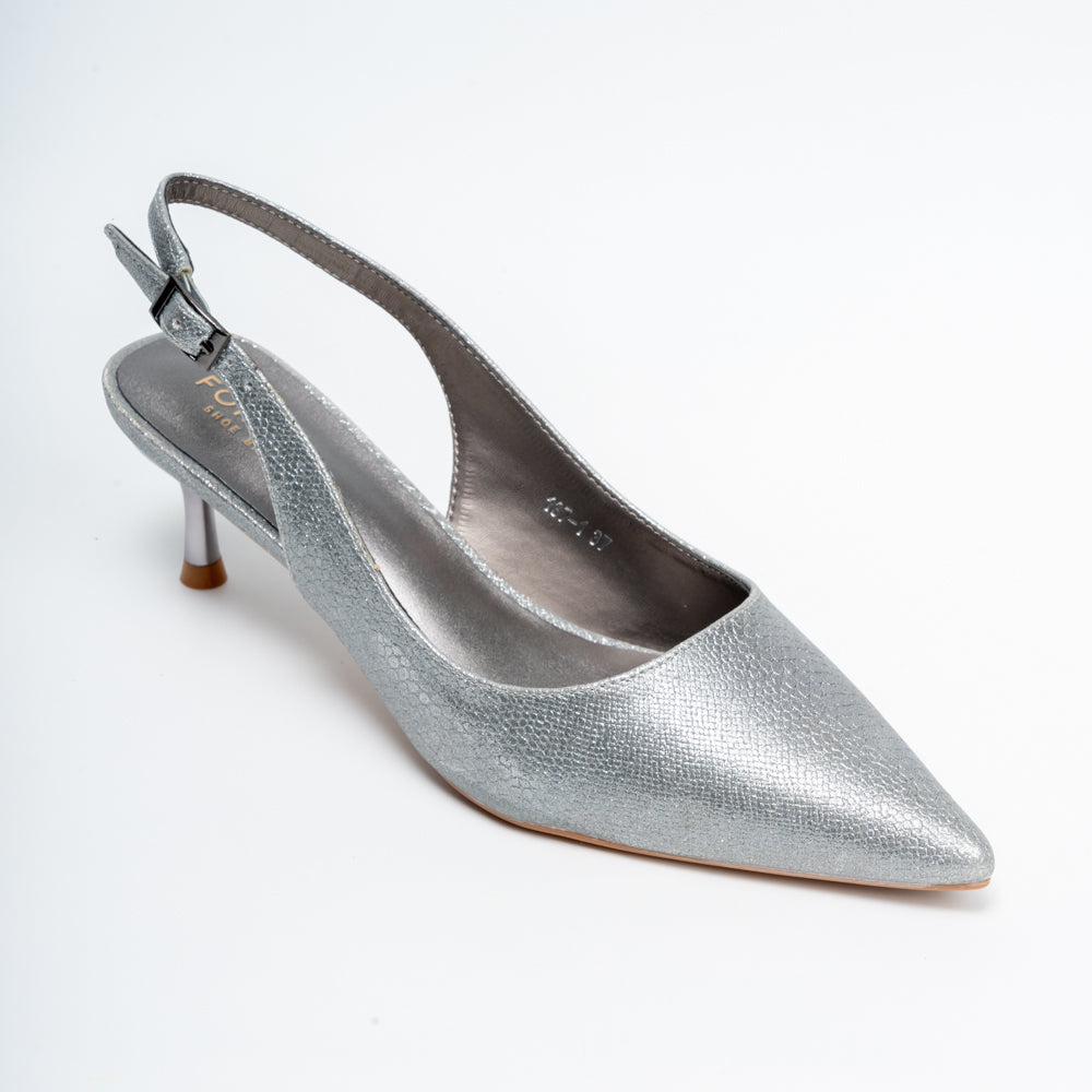 Starlust Stiletto Slingback Heels - Gun Metal - view 2