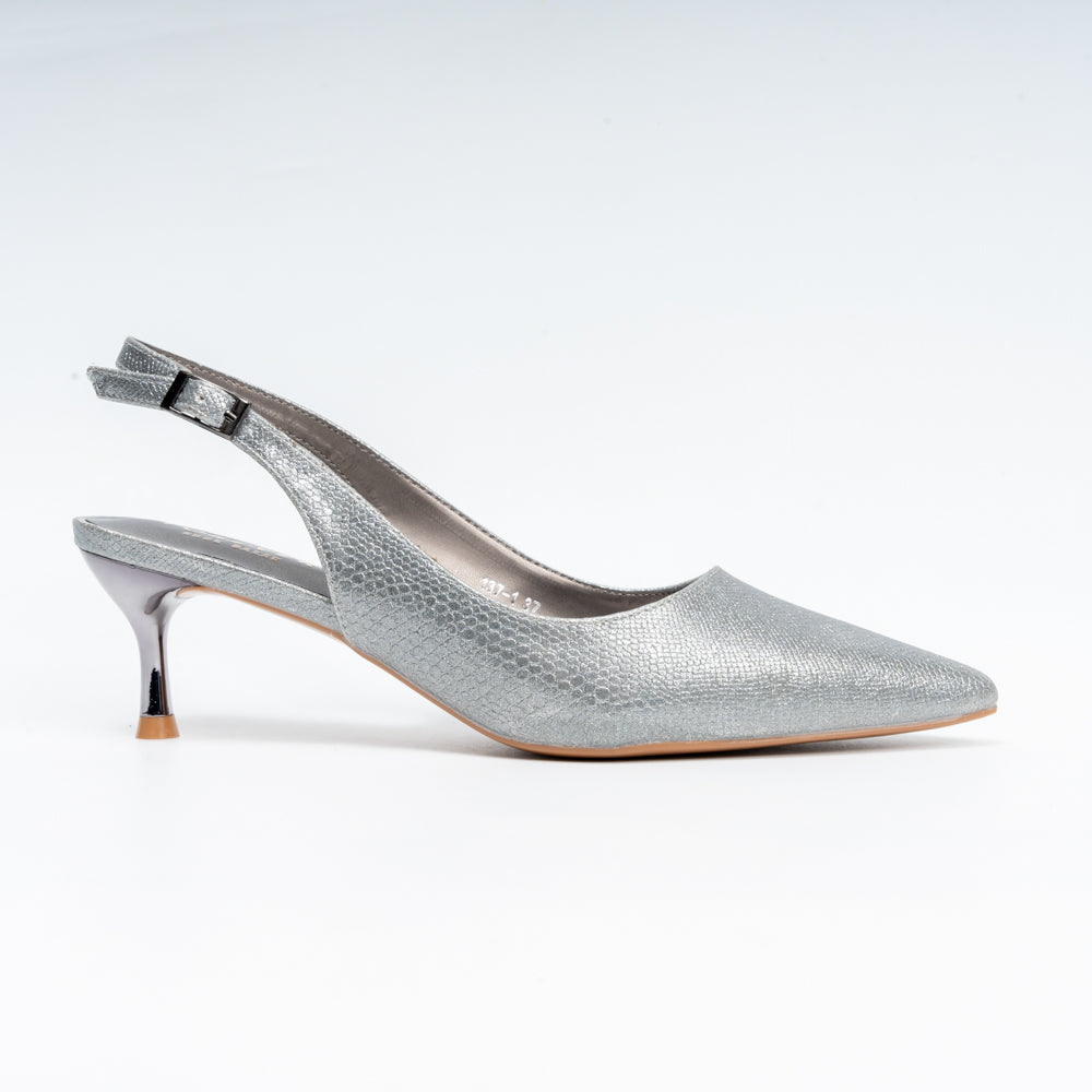 Starlust Stiletto Slingback Heels - Gun Metal