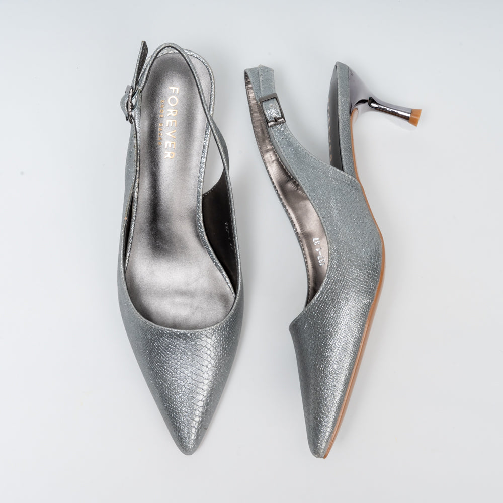 Starlust Stiletto Slingback Heels - Gun Metal - view 5