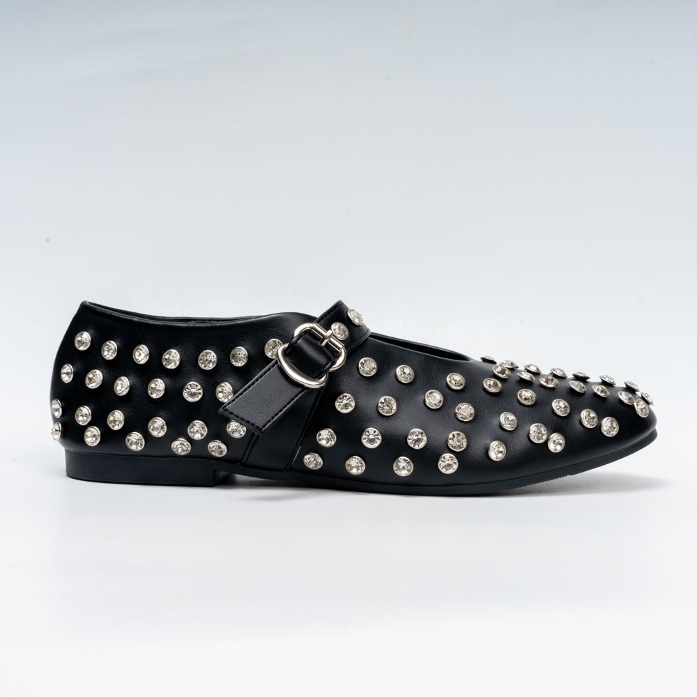 The Glam Studded - Black Flat Ballerinas - view 2