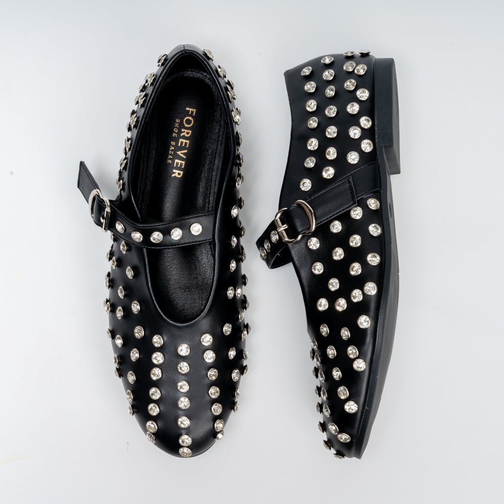 The Glam Studded - Black Flat Ballerinas - view 5