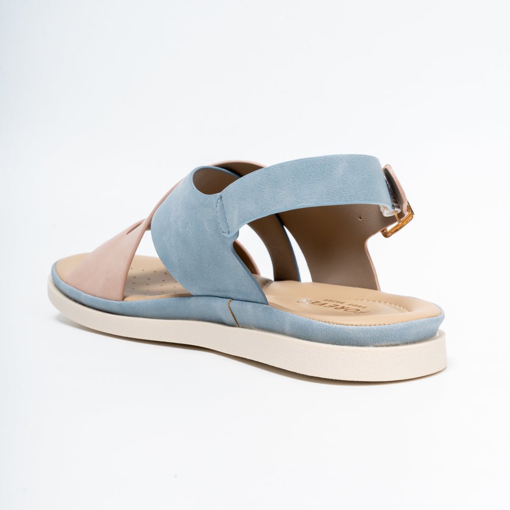 Forever Chic Two-Tone Crisscross Strap Blue Sandals - view 6