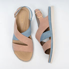 Forever Chic Two-Tone Crisscross Strap Blue Sandals - view 5