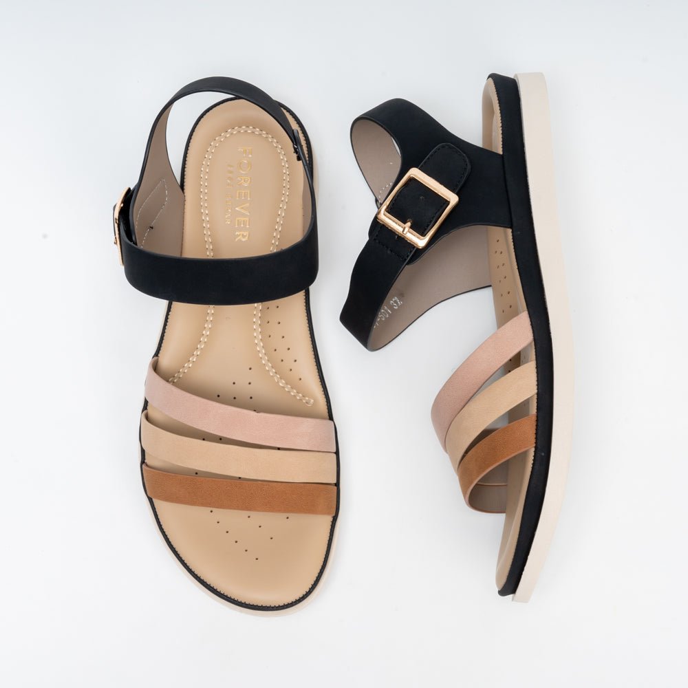 Earth Tones Black Comfort Sandals - view 5