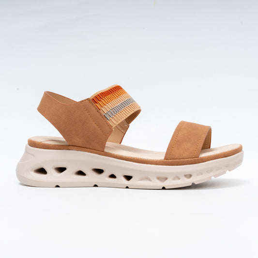 Stretch Strap Comfort - Camel Wedge Sandal