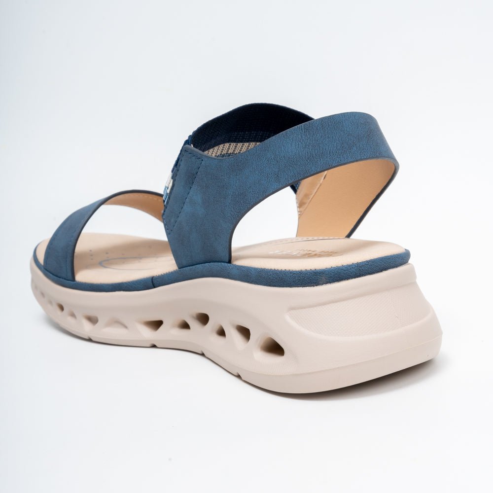 Stretch Strap Comfort - Blue Wedge Sandal - view 5