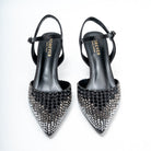 Noirelle Crystal Embellished Slingback Heels - Black - view 4