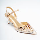 Noirelle Crystal Embellished Slingback Heels - Gold - view 2
