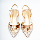 Noirelle Crystal Embellished Slingback Heels - Gold - view 4