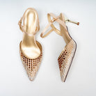 Noirelle Crystal Embellished Slingback Heels - Gold - view 5