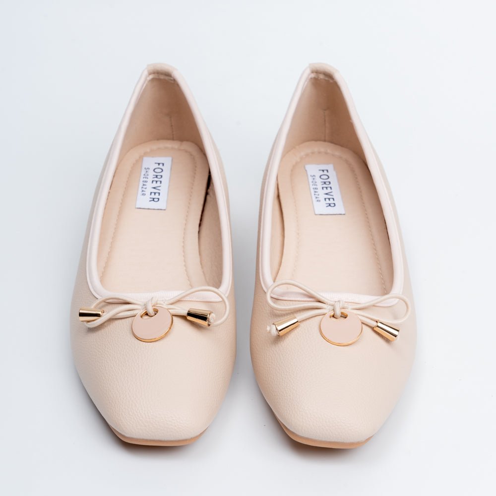 Ebony Elegance - Beige Casual Flats - view 3