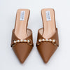 Pearl Embellished - Brown Mules