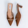 Pearl Embellished - Brown Mules