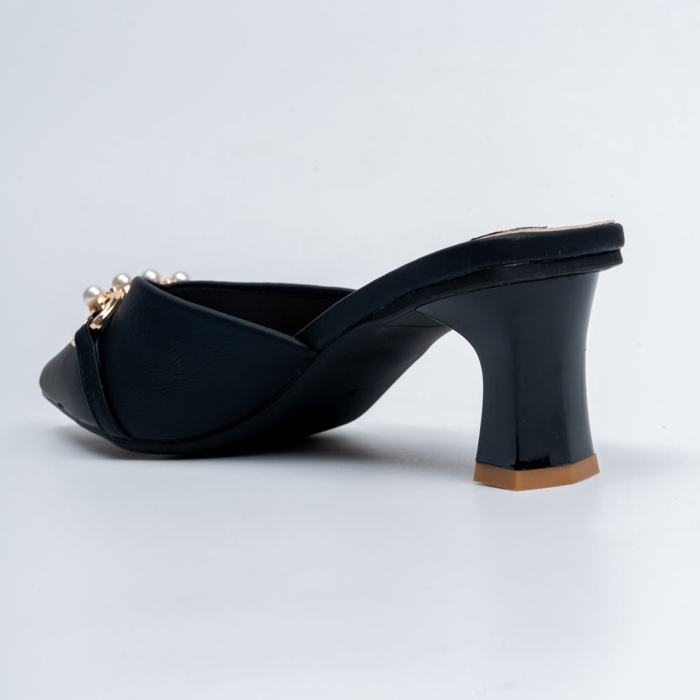 Pearl Embellished - Black Mules - view 6