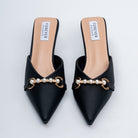 Pearl Embellished - Black Mules - view 4