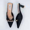 Pearl Embellished - Black Mules