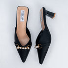 Pearl Embellished - Black Mules - view 5
